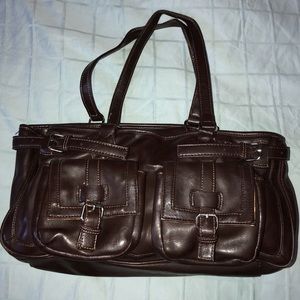 Brown faux leather purse